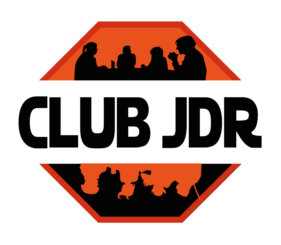 Logo rouge, noir et orange du Club JDR